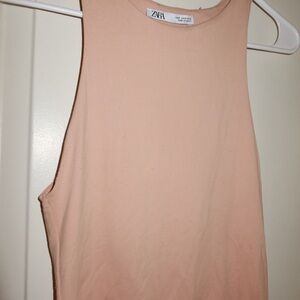 Zara Women's Peach Sleeveless bodysuit